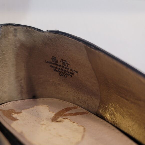 Sam Edelman  9.5M 'ONYX' Black Leather Pointed Toe Pumps Stiletto Croc Embossed - Picture 14 of 14